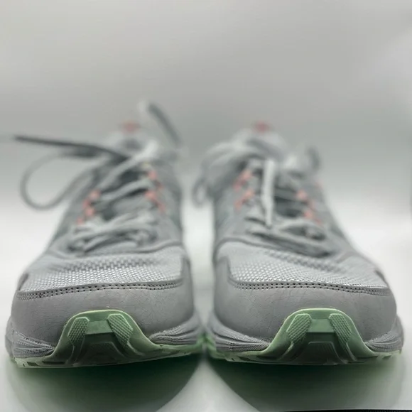 Asics Women's Athletic Shoes in Light Gray with Mint and Coral Accents - Picture 4 of 7